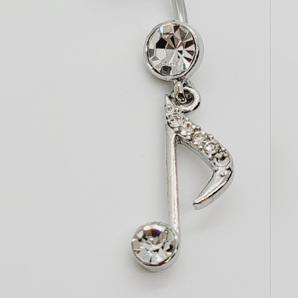 New Sterling Silver Music Note Belly Ring - Picture 2 of 3